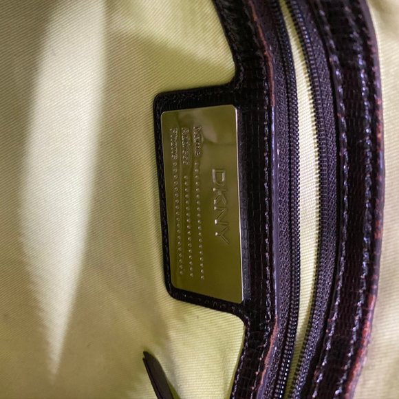 DKNY Brown Tan All Over Logo Fabric Hobo Bag - Picture 12 of 12